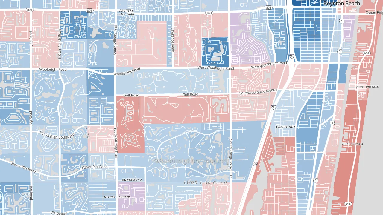 Golf, FL block-group political-lean map