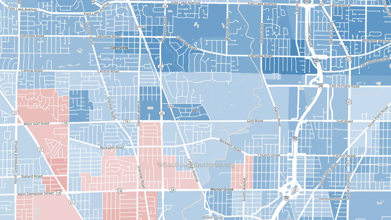 Golf, IL block-group political-lean map