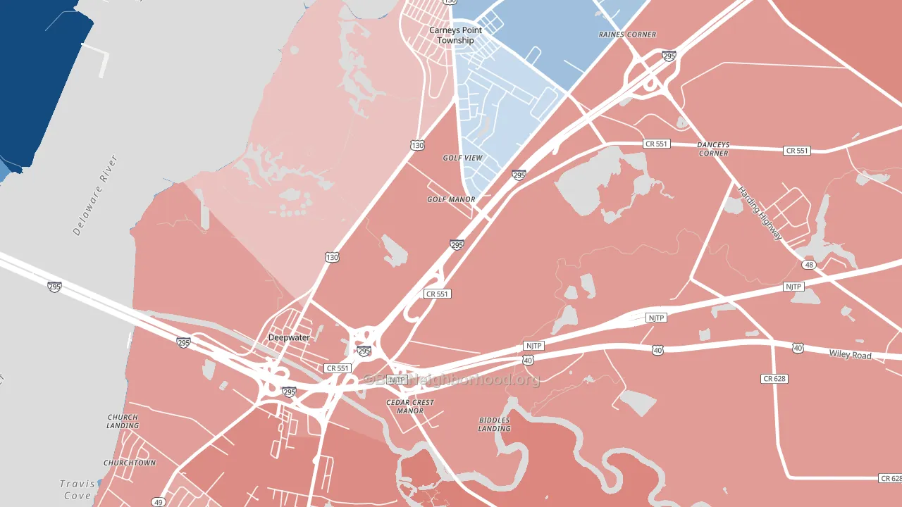 Golf Manor, NJ block-group political-lean map