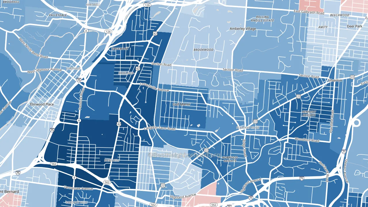 Golf Manor, OH block-group political-lean map