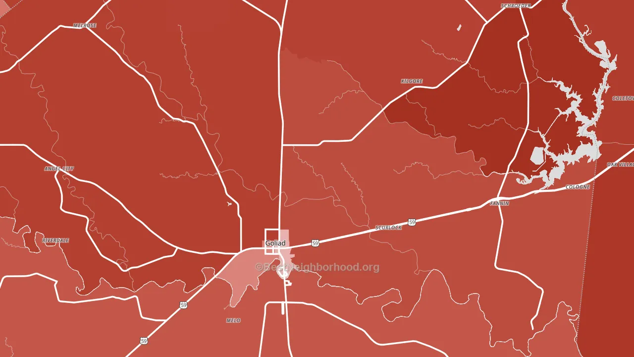 Goliad County, TX block-group political-lean map