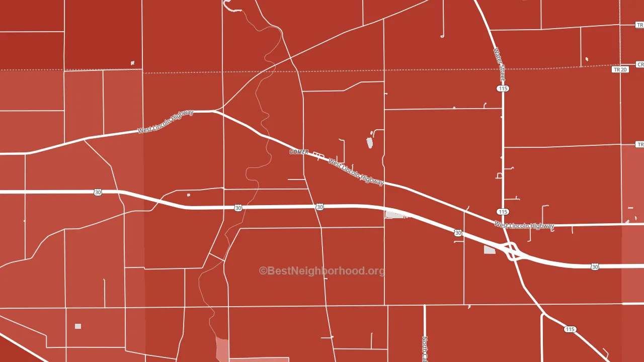 Gomer, OH block-group political-lean map