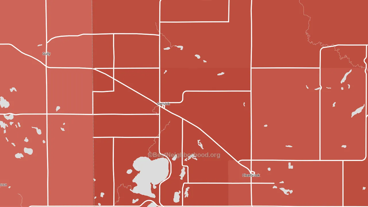 Gonvick, MN block-group political-lean map