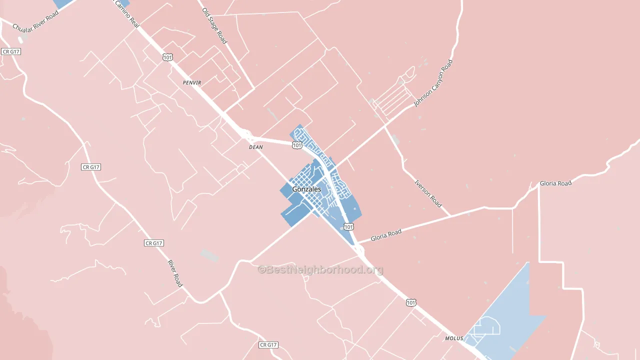 Gonzales, CA block-group political-lean map