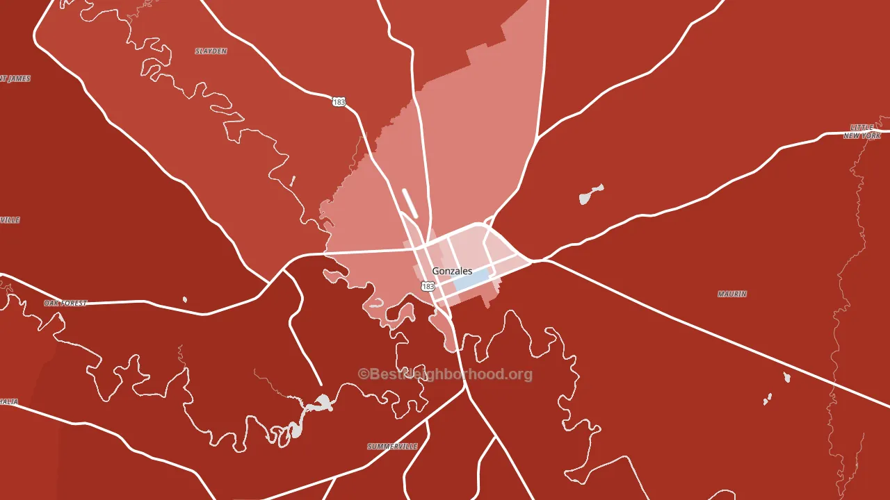 Gonzales, TX block-group political-lean map