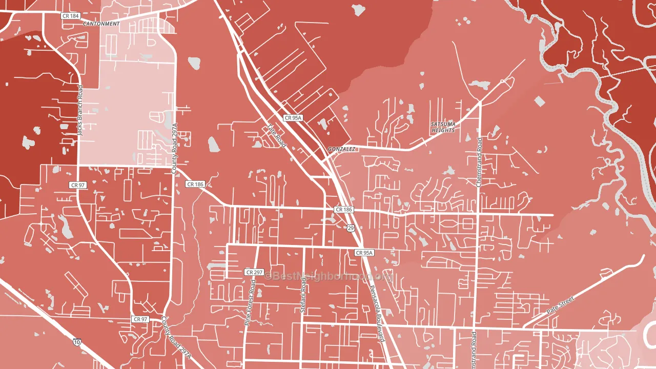 Gonzalez, FL block-group political-lean map