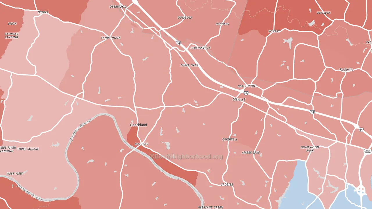 Goochland County, VA block-group political-lean map