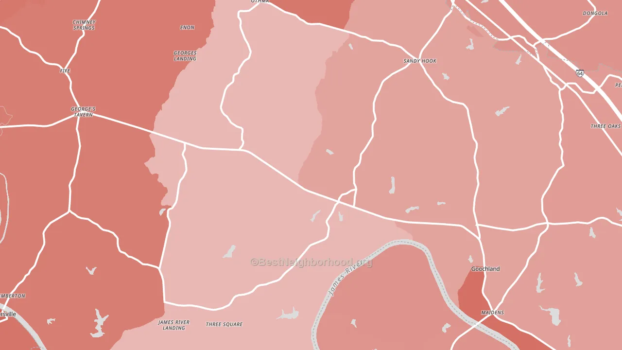 Goochland, VA block-group political-lean map