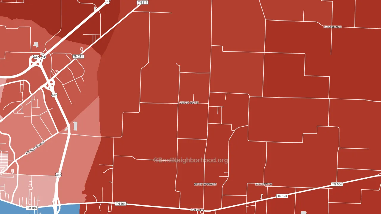 Good Hope, TN block-group political-lean map