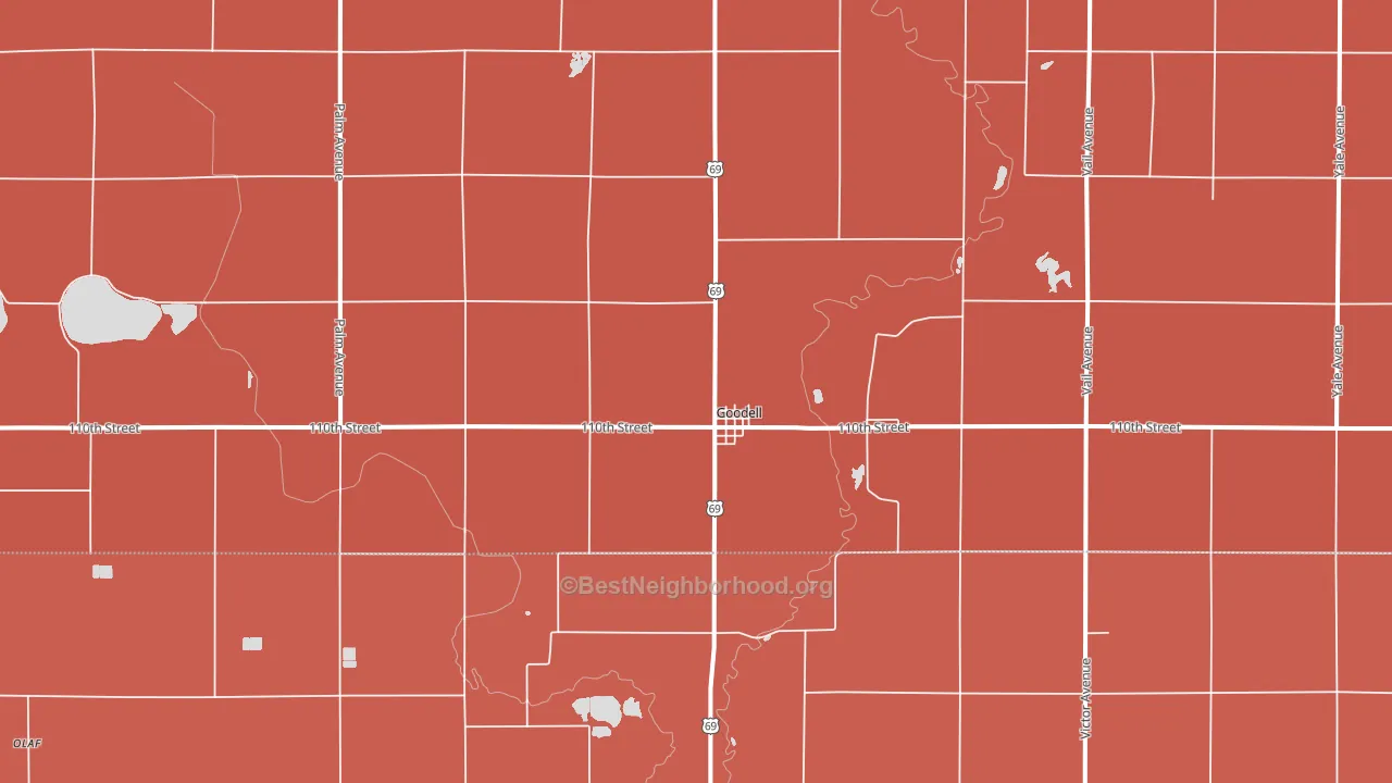 Goodell, IA block-group political-lean map