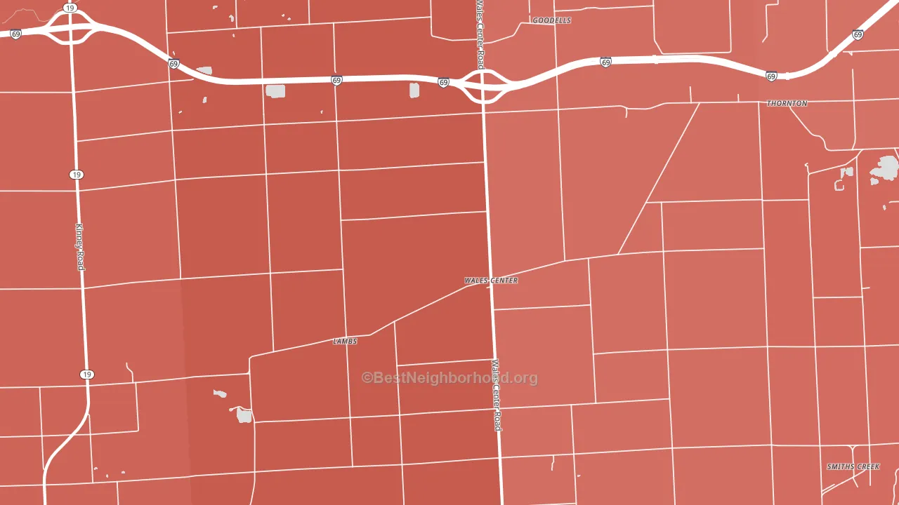 Goodells, MI block-group political-lean map