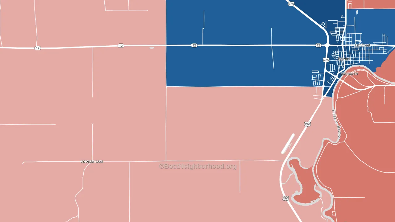 Gooden Lake, MS block-group political-lean map