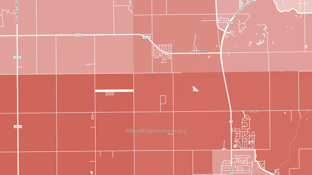 Goodenow, IL block-group political-lean map