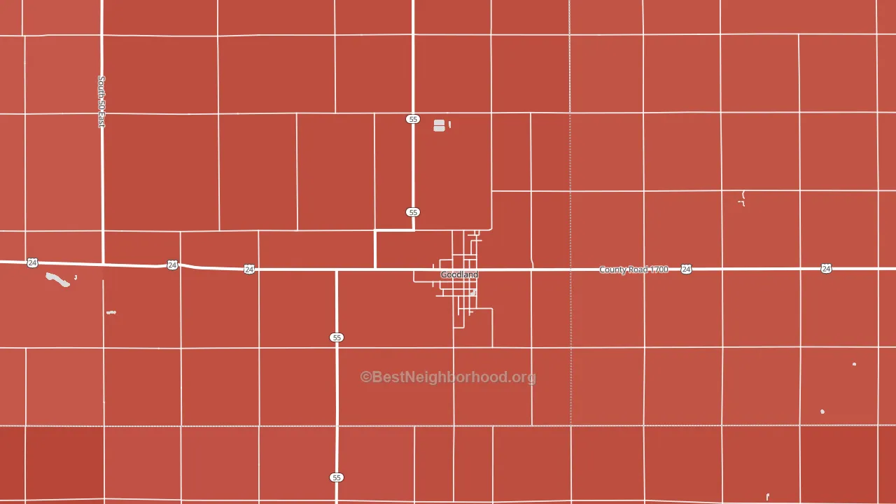 Goodland, IN block-group political-lean map