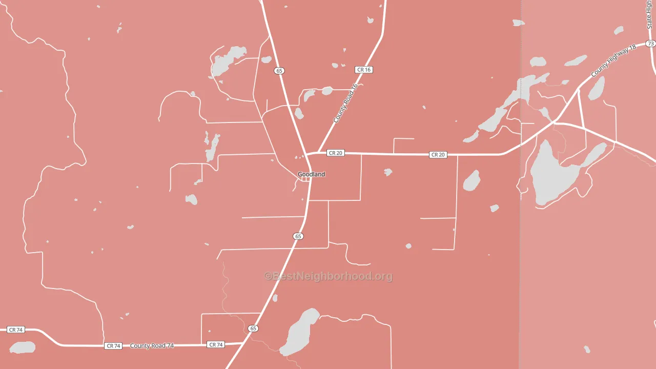 Goodland, MN block-group political-lean map