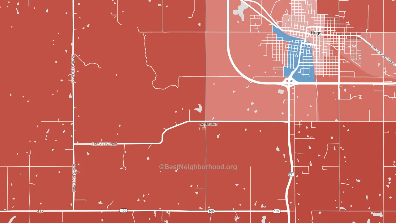 Goodland, OK block-group political-lean map