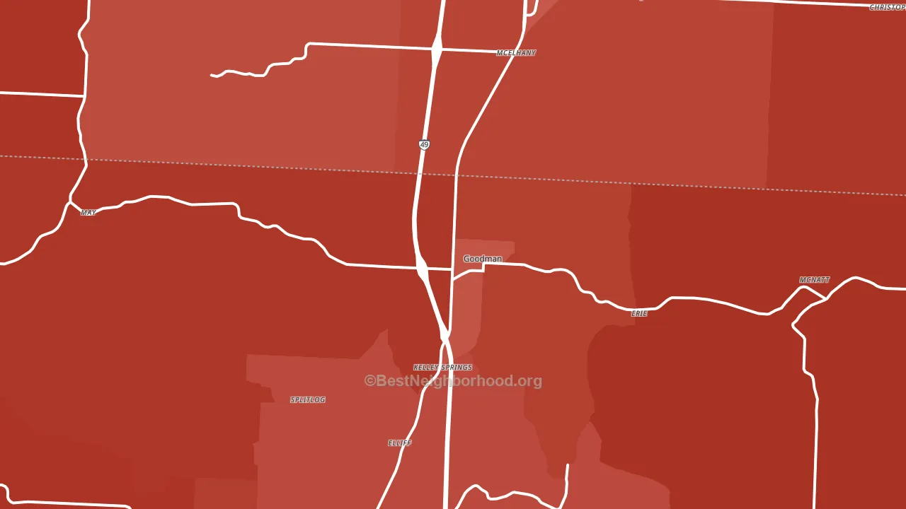 Goodman, MO block-group political-lean map