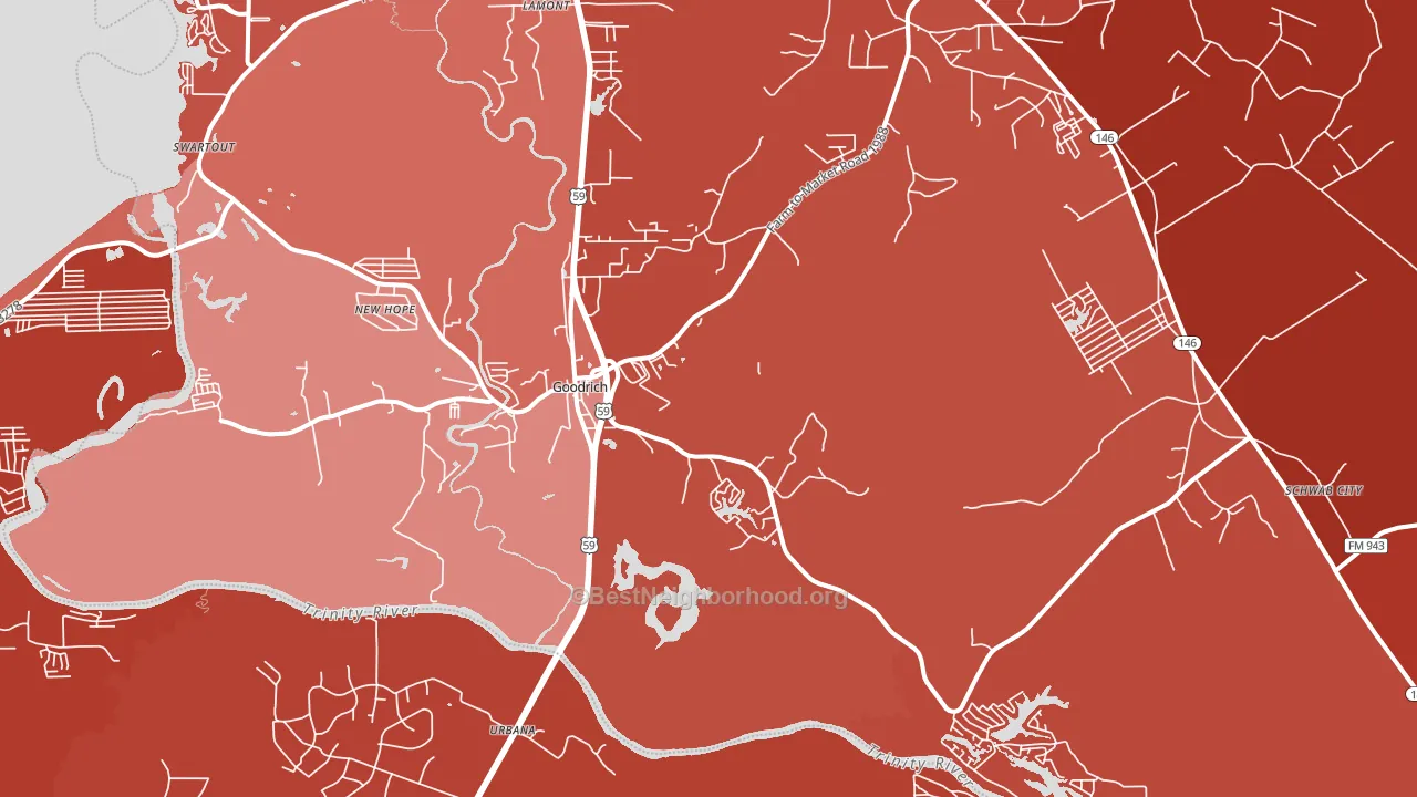 Goodrich, TX block-group political-lean map