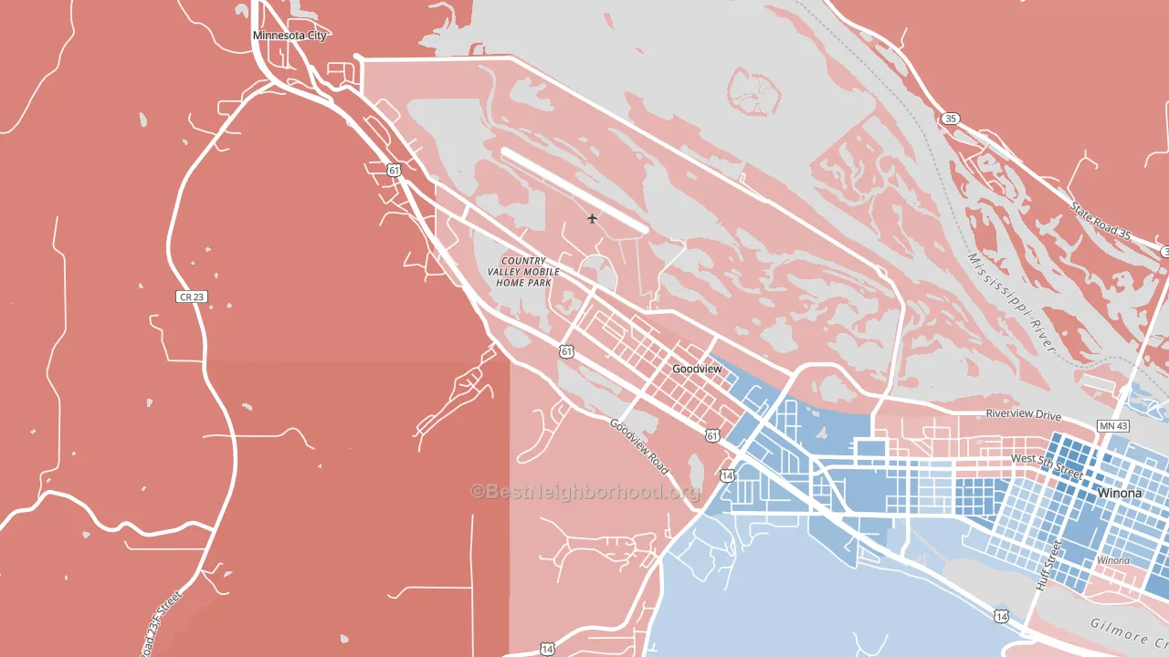 Goodview, MN block-group political-lean map