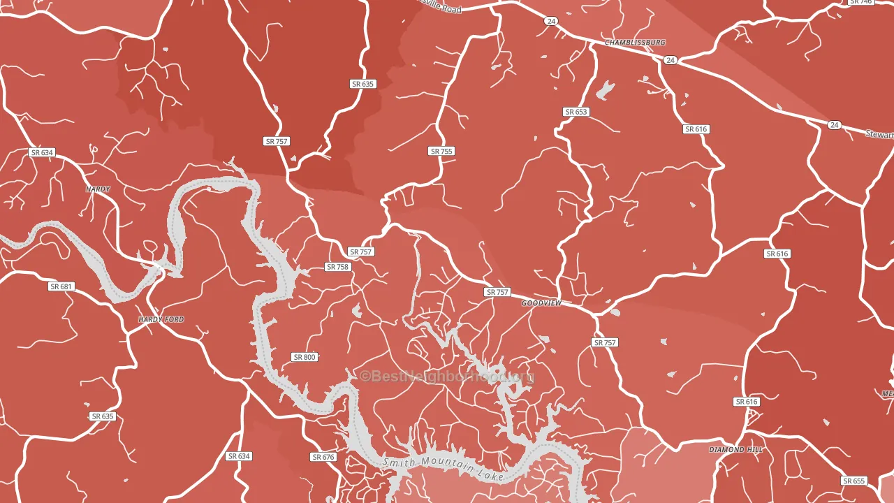 Goodview, VA block-group political-lean map