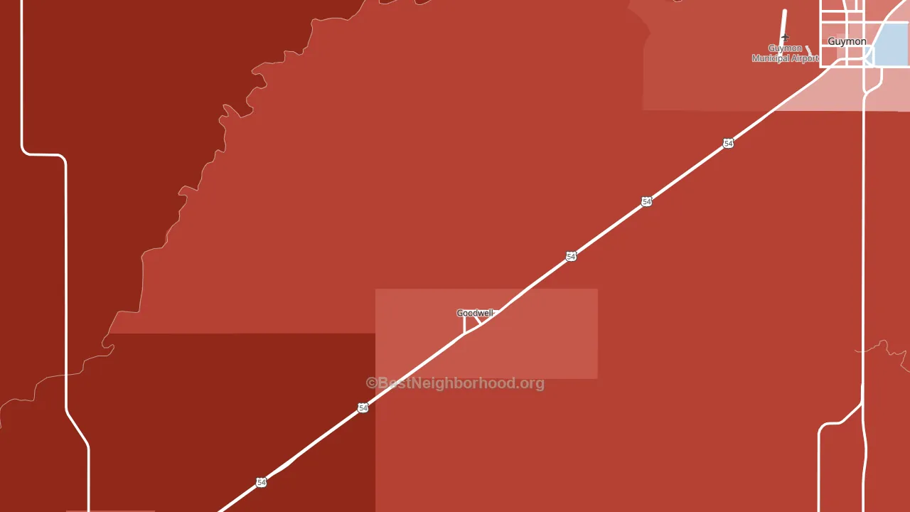 Goodwell, OK block-group political-lean map