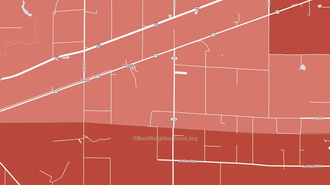 Goodwin, AR block-group political-lean map
