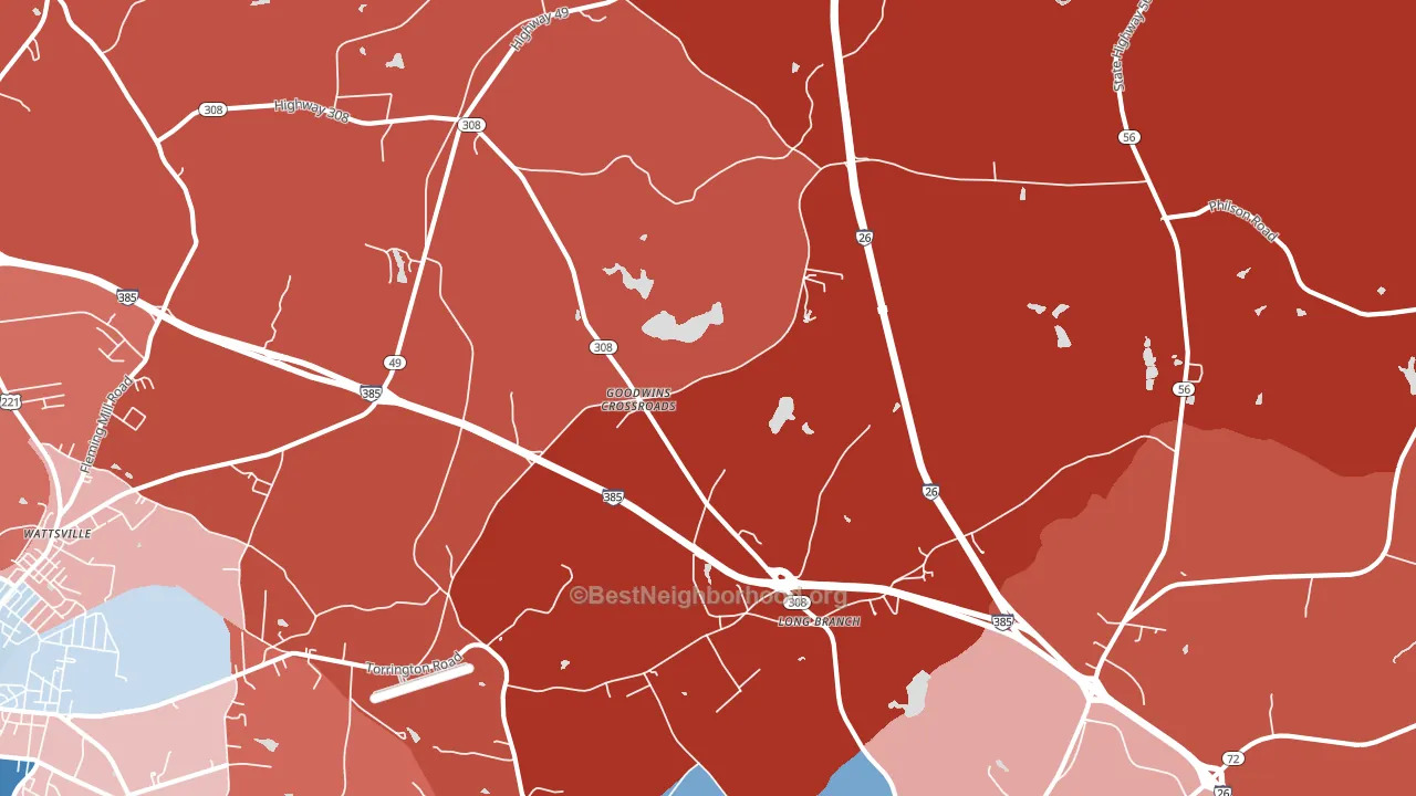 Goodwins Crossroads, SC block-group political-lean map