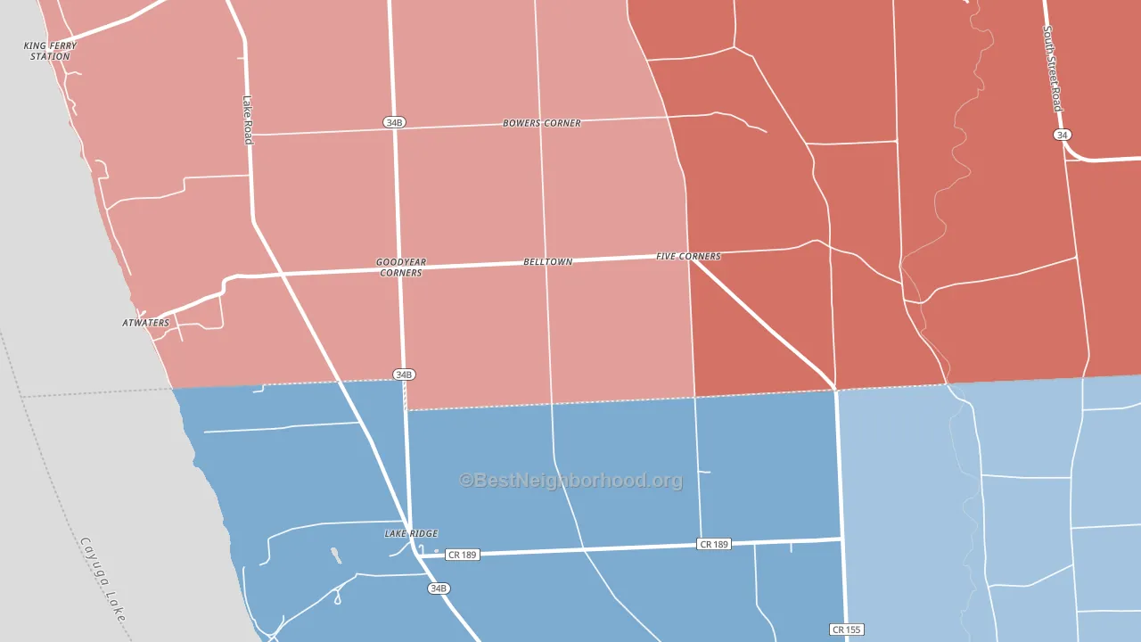 Goodyear Corners, NY block-group political-lean map