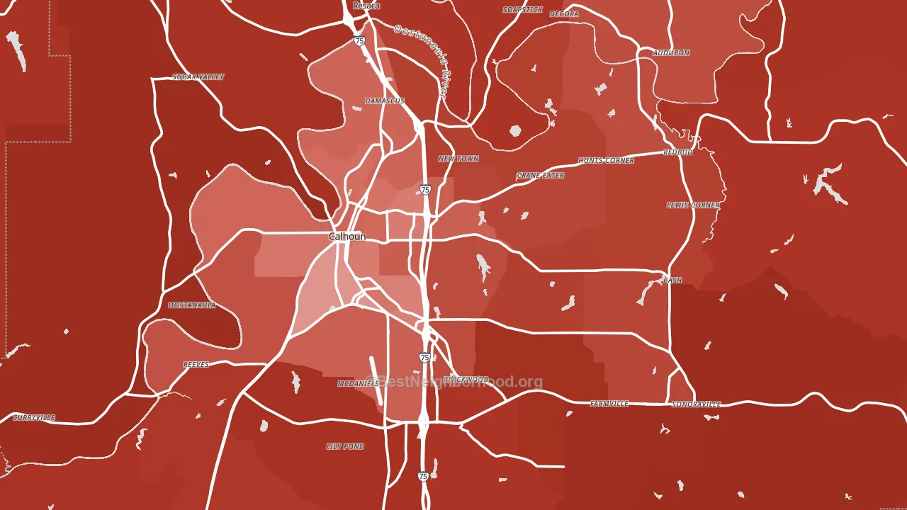 Gordon County, GA block-group political-lean map