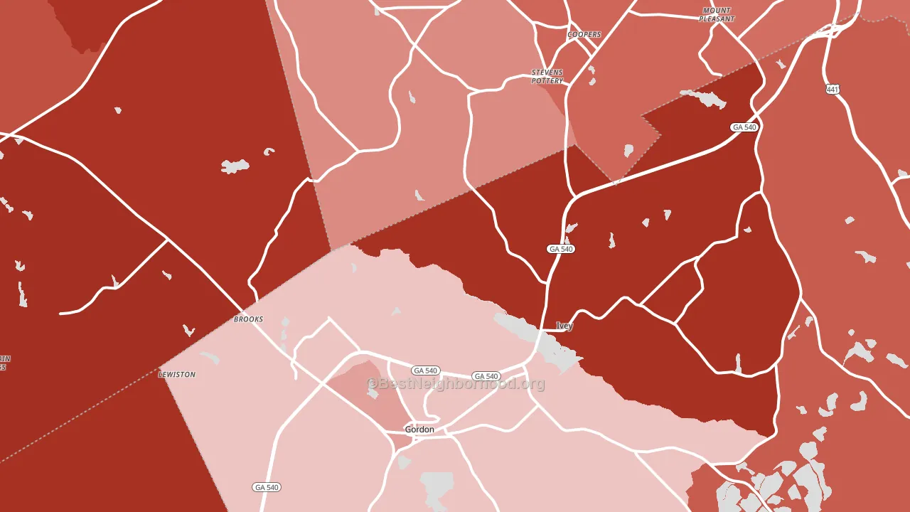 Gordon, GA block-group political-lean map
