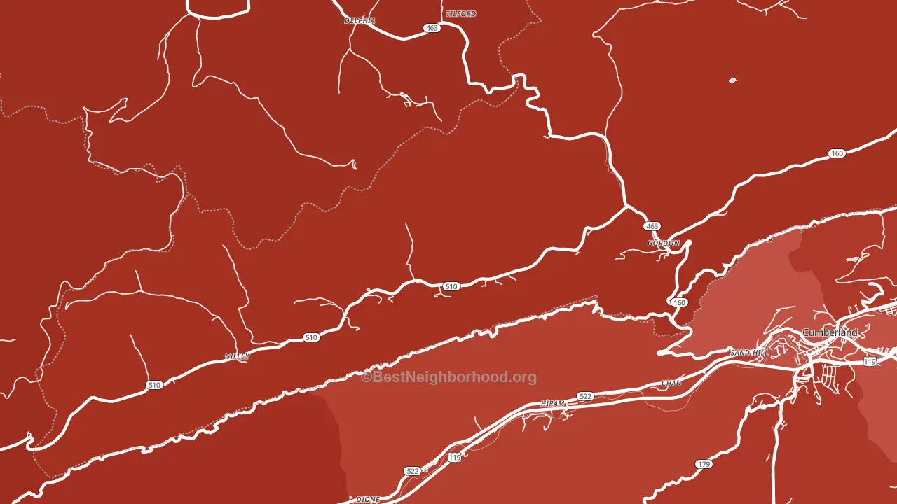 Gordon, KY block-group political-lean map