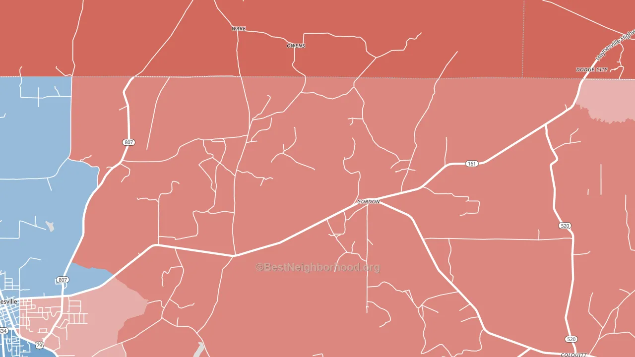 Gordon, LA block-group political-lean map