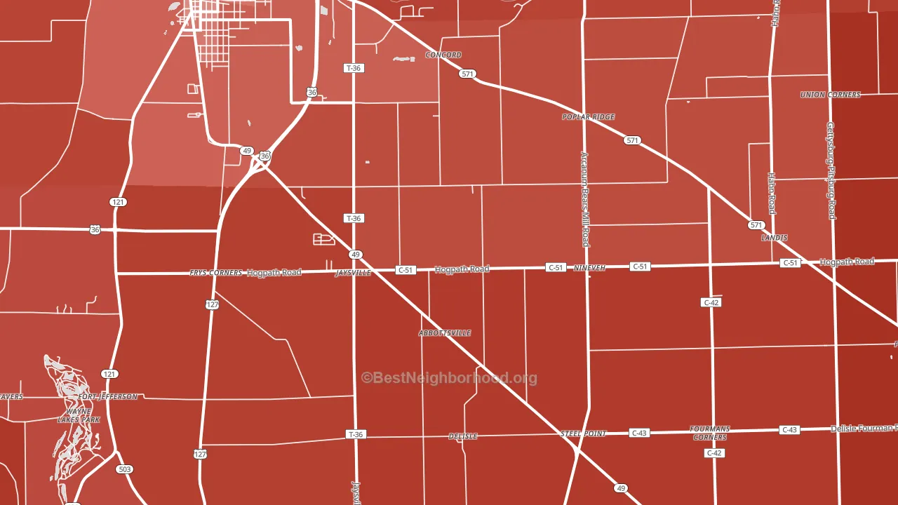Gordon, OH block-group political-lean map