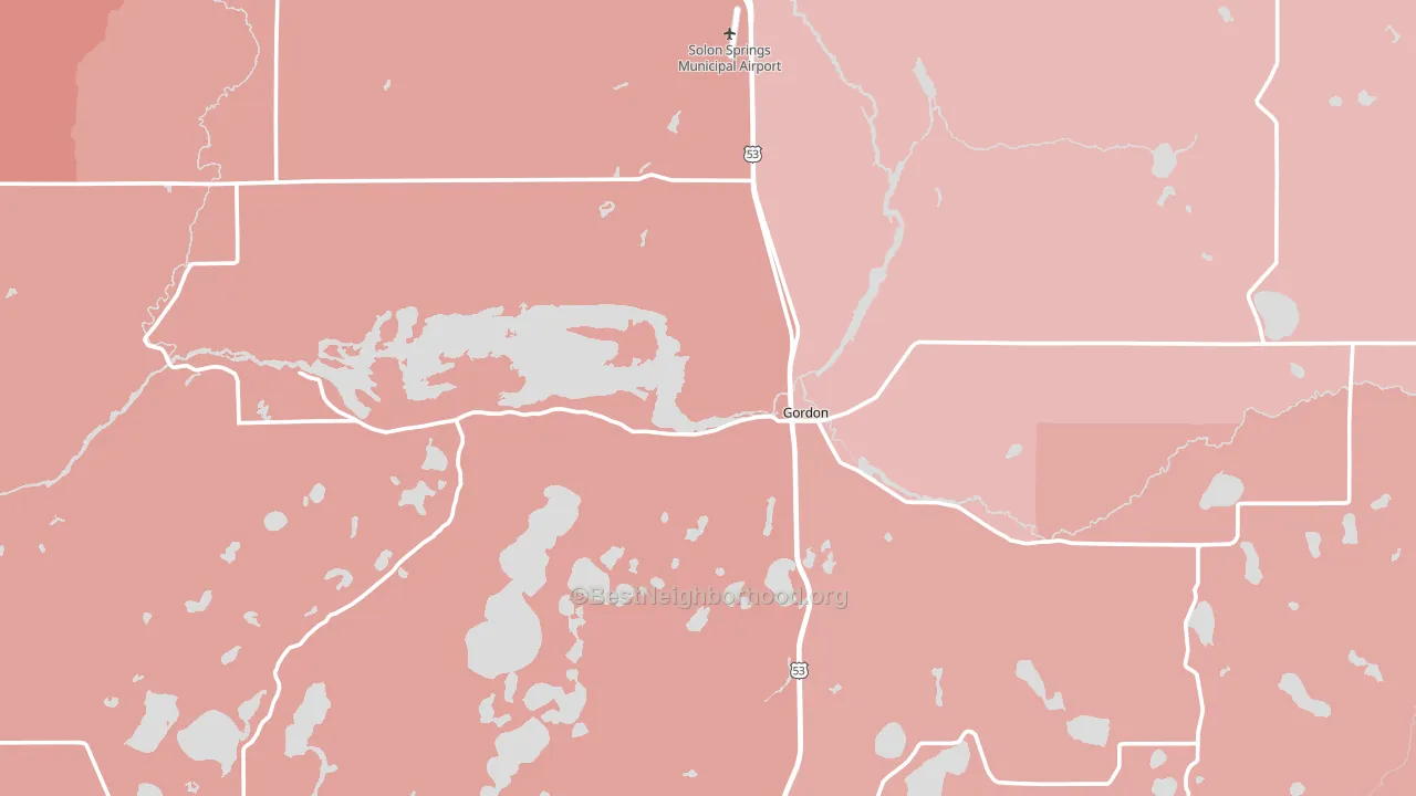 Gordon, WI block-group political-lean map