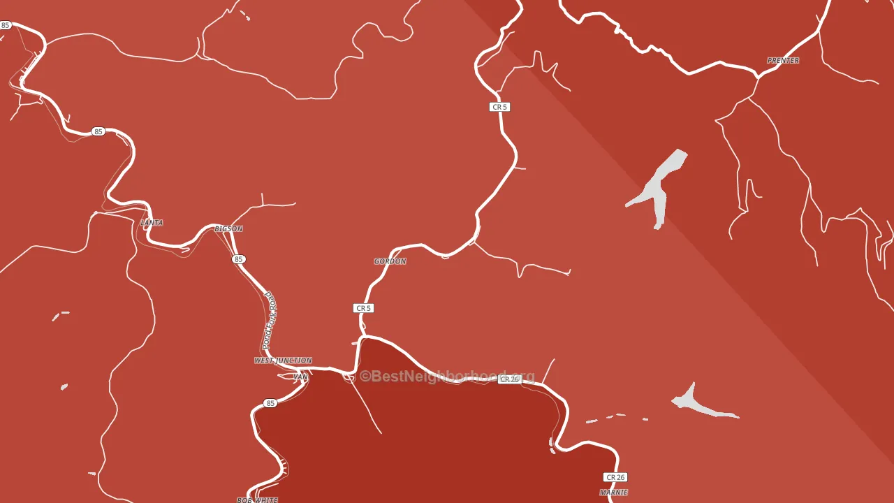 Gordon, WV block-group political-lean map