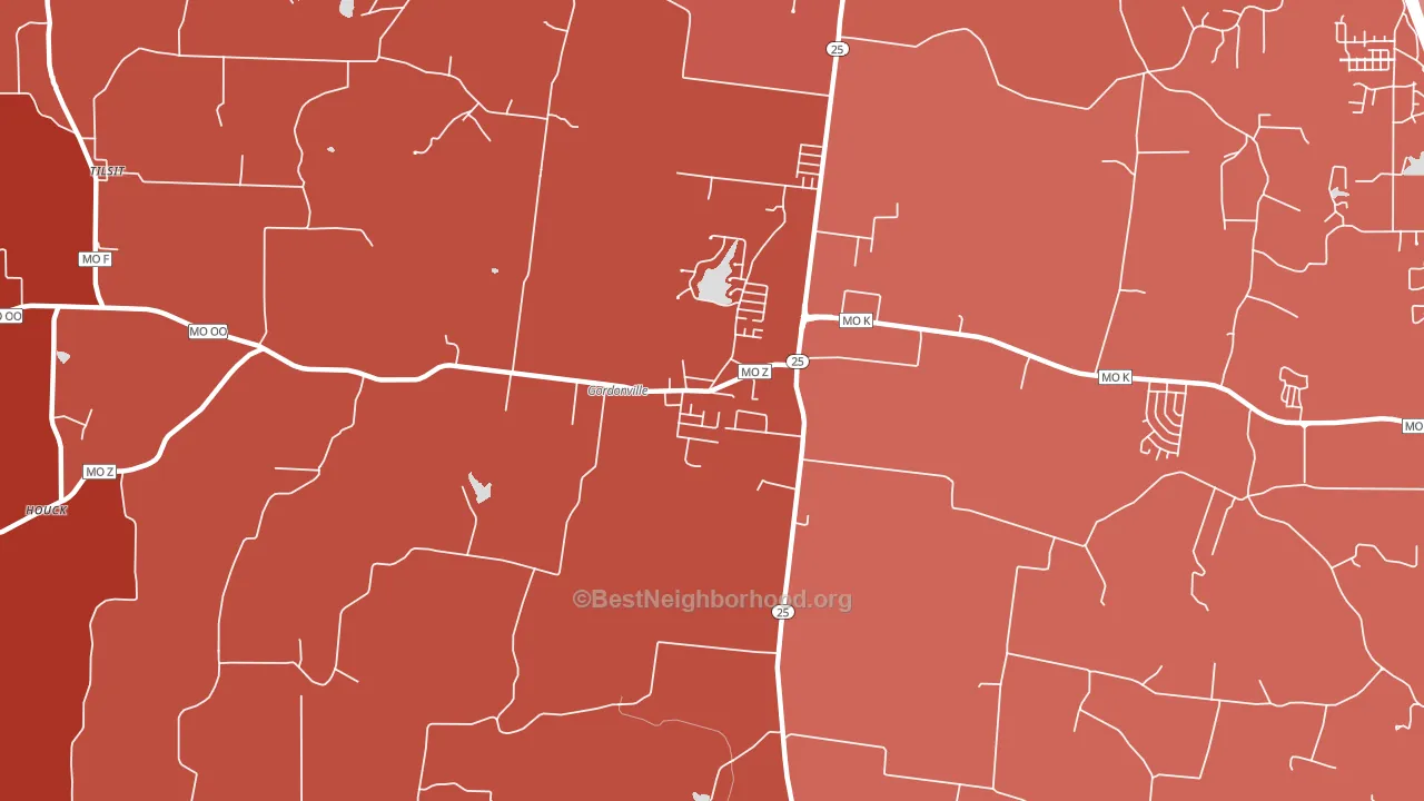 Gordonville, MO block-group political-lean map