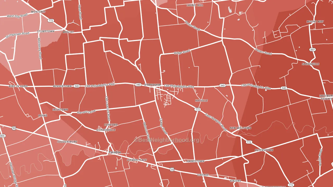 Gordonville, PA block-group political-lean map