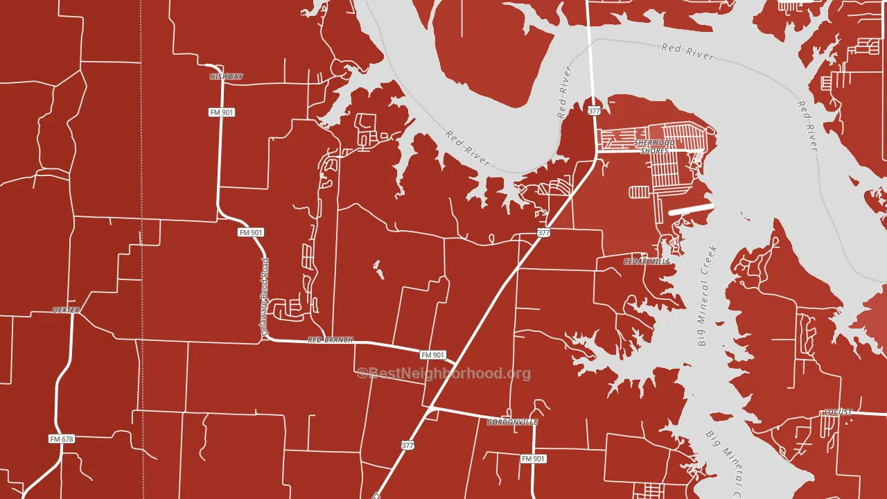 Gordonville, TX block-group political-lean map