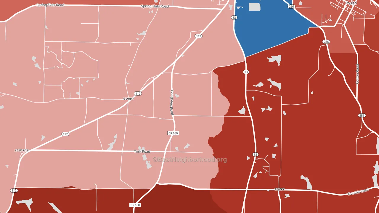 Gordy, GA block-group political-lean map