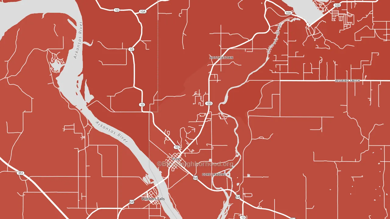 Gore, OK block-group political-lean map