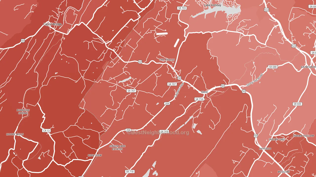 Gore, VA block-group political-lean map
