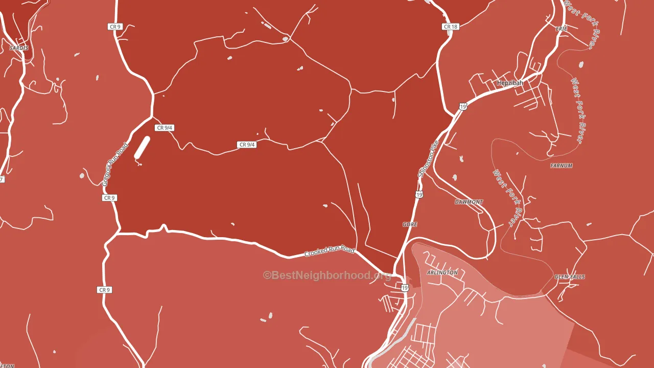 Gore, WV block-group political-lean map