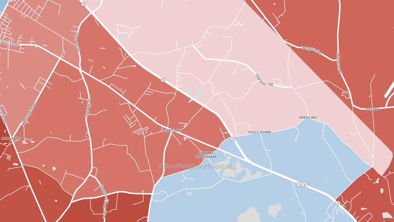 Goretown, SC block-group political-lean map