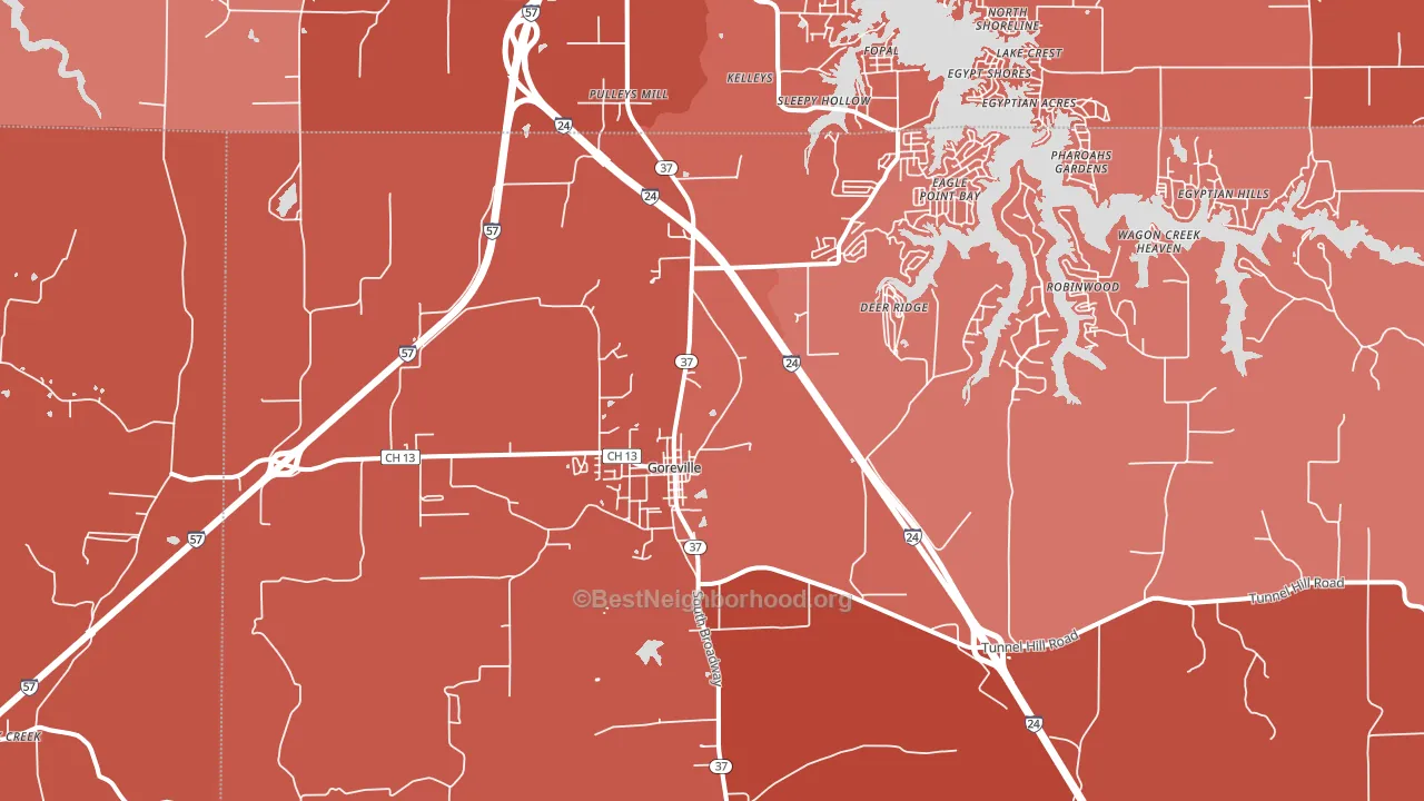 Goreville, IL block-group political-lean map