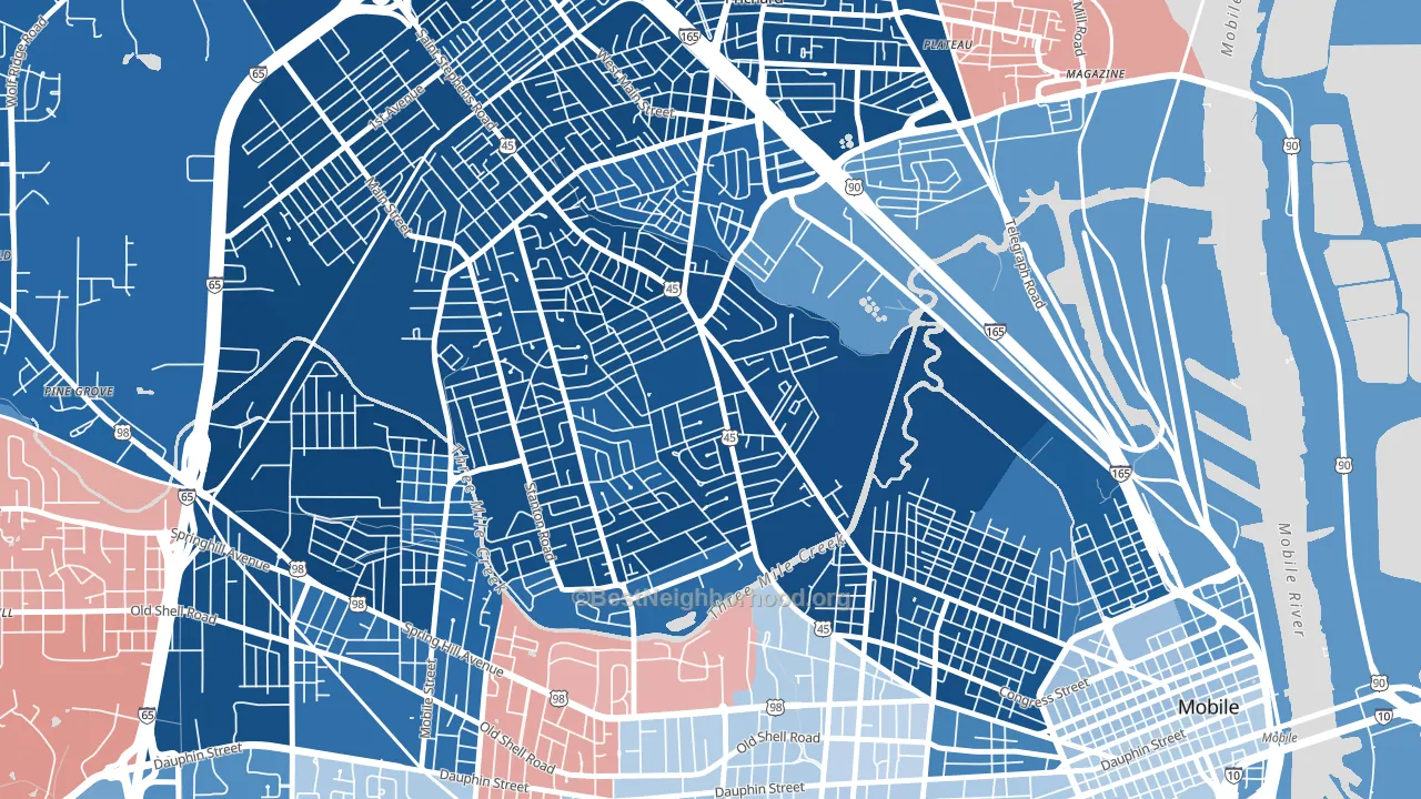 Gorgas, Mobile, AL block-group political-lean map