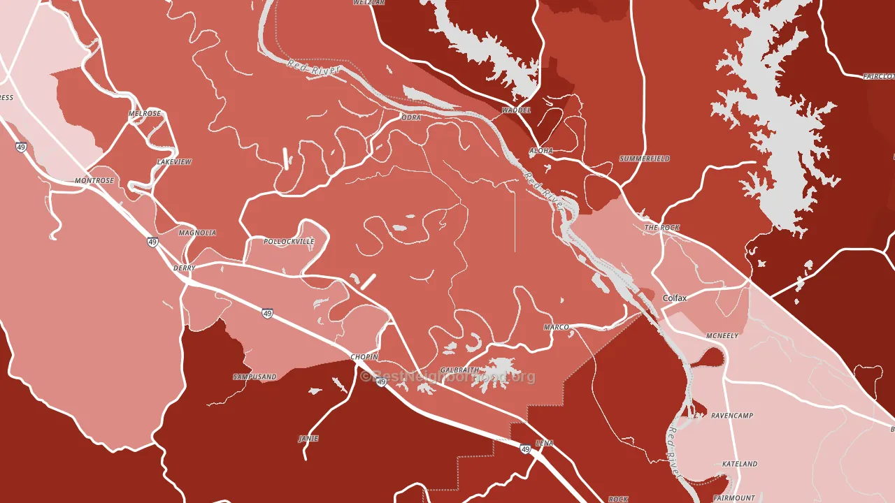 Gorum, LA block-group political-lean map