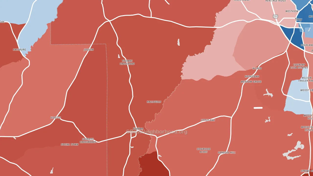 Goshen, AL block-group political-lean map