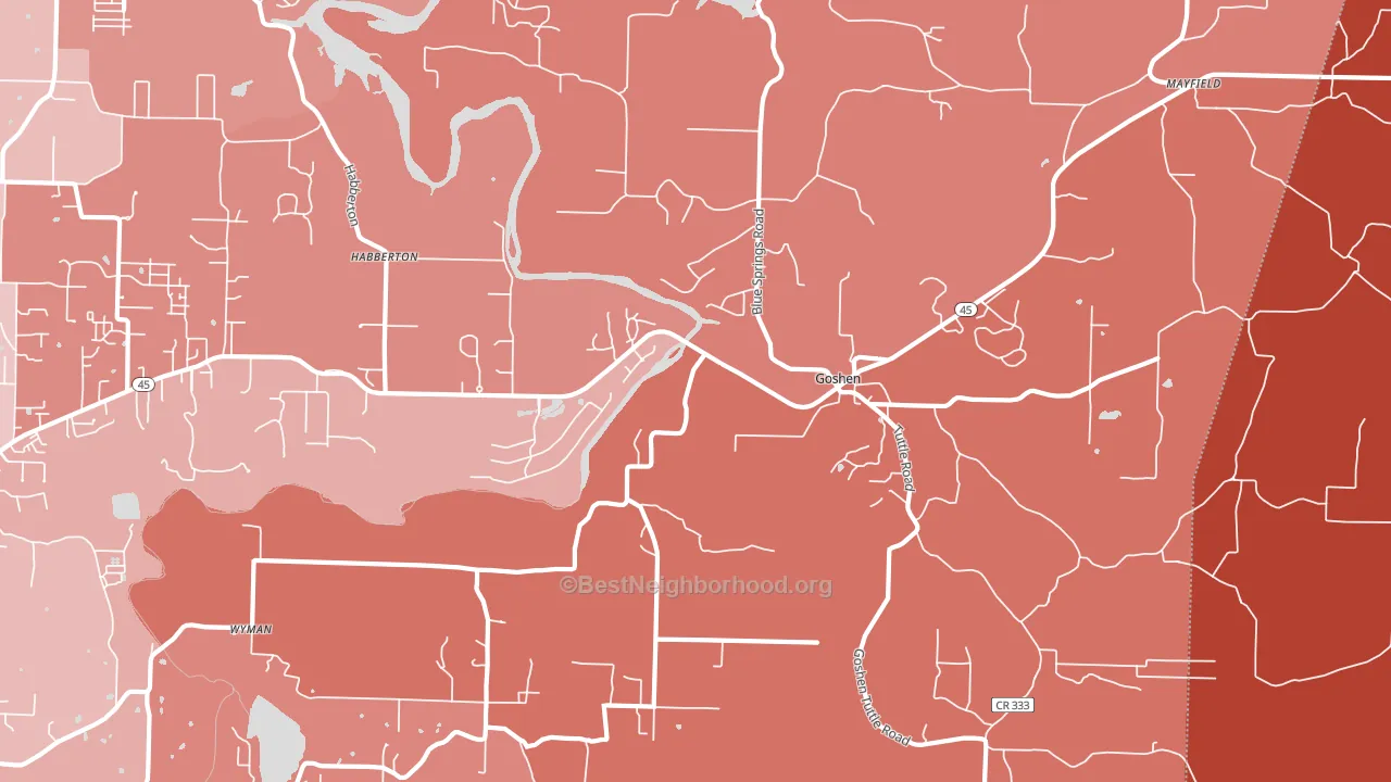 Goshen, AR block-group political-lean map