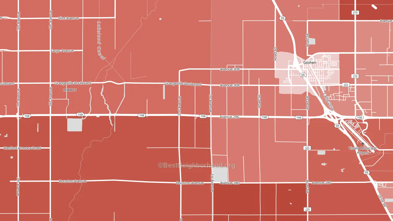 Goshen, CA block-group political-lean map