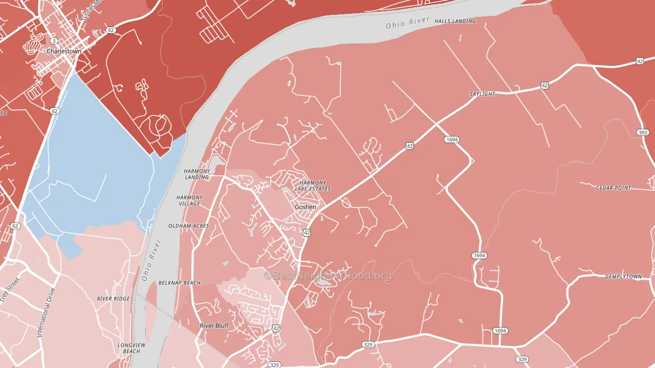 Goshen, KY block-group political-lean map